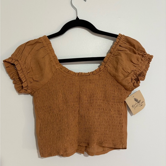 Love Tree Tan Ruffled Blouse - Picture 2 of 3